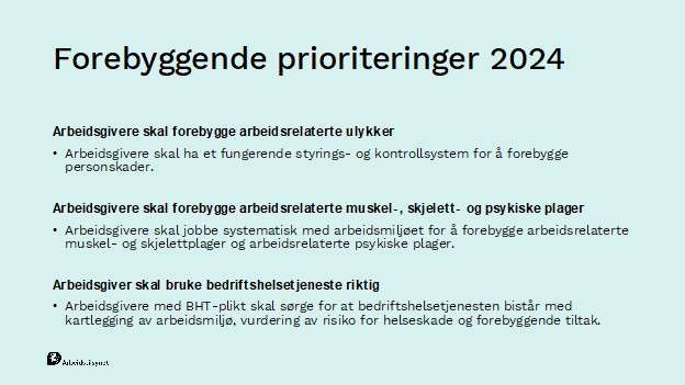 AMU dag Arbeidstilsynet Prioriteringer2024